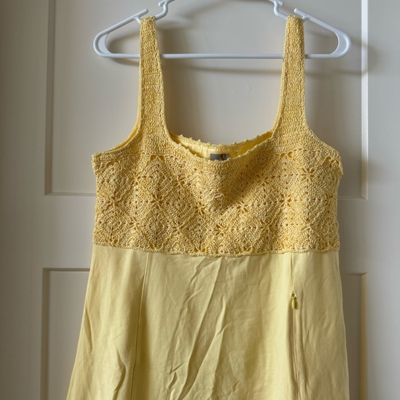 Athleta Yellow Crochet & Stretch Cotton Tank Dress size Large - Picture 2 of 8